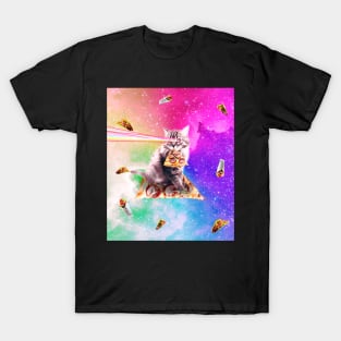 Outer Space Pizza Cat - Rainbow Laser, Taco, Burrito T-Shirt